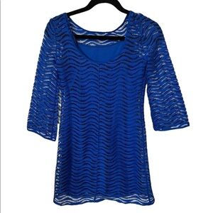 Lilly Pulitzer royal blue long sleeve dress with lace overlay size XXS